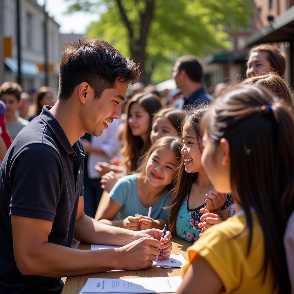 Justin Hwang interacting warmly with young fans