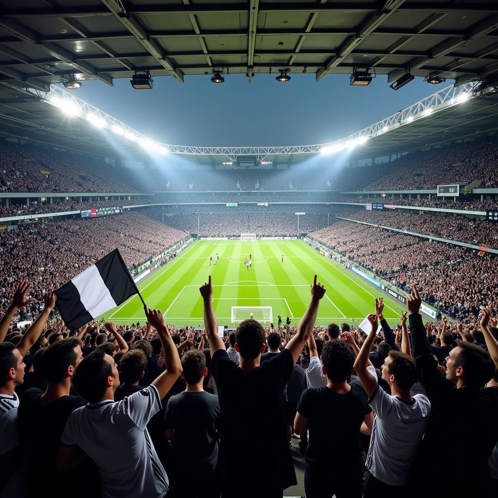 Juventus fans celebrating victory inside the Allianz Stadium