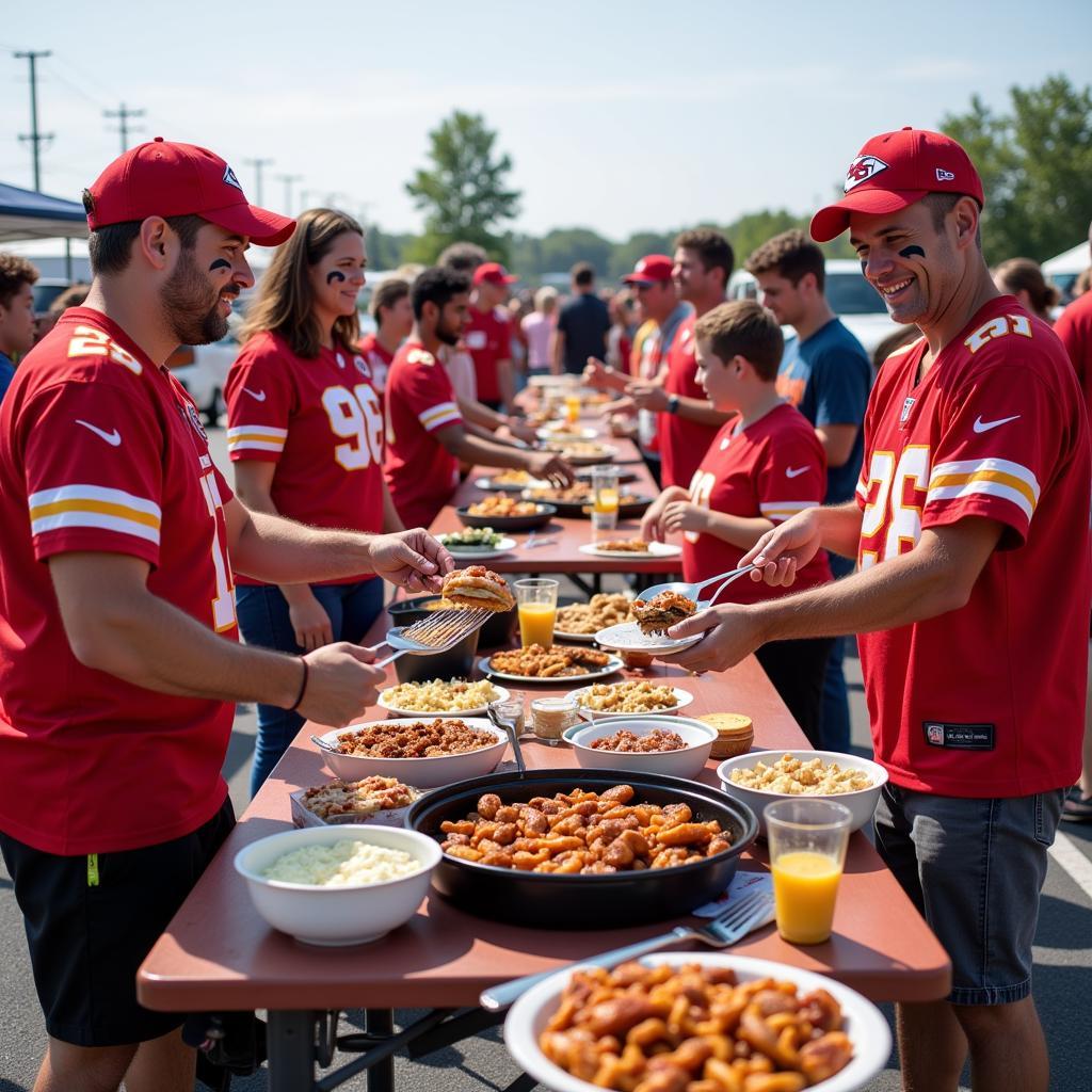 Kansas City Chiefs fans tailgating before a game