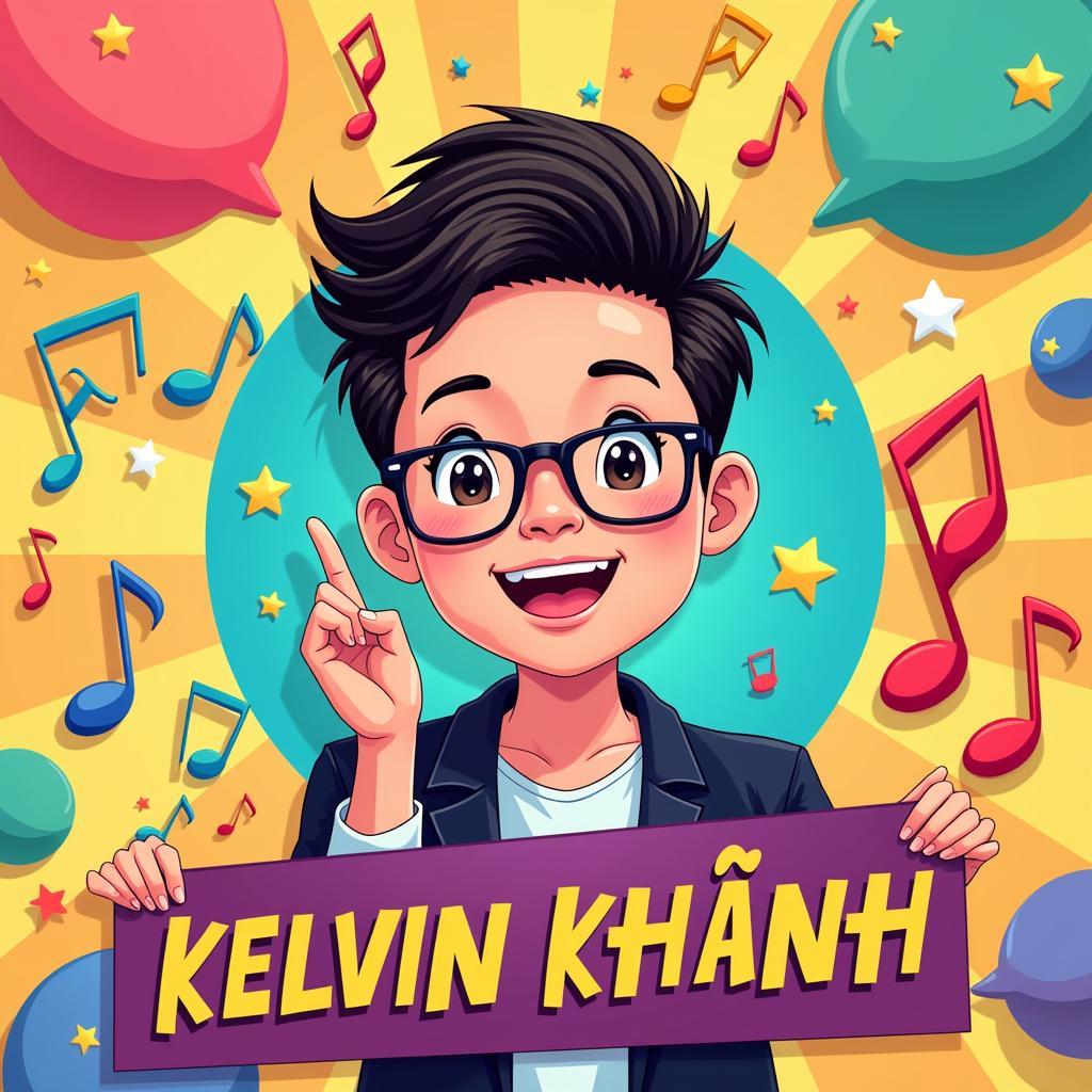 A vibrant Facebook fan page banner featuring Kelvin Khánh