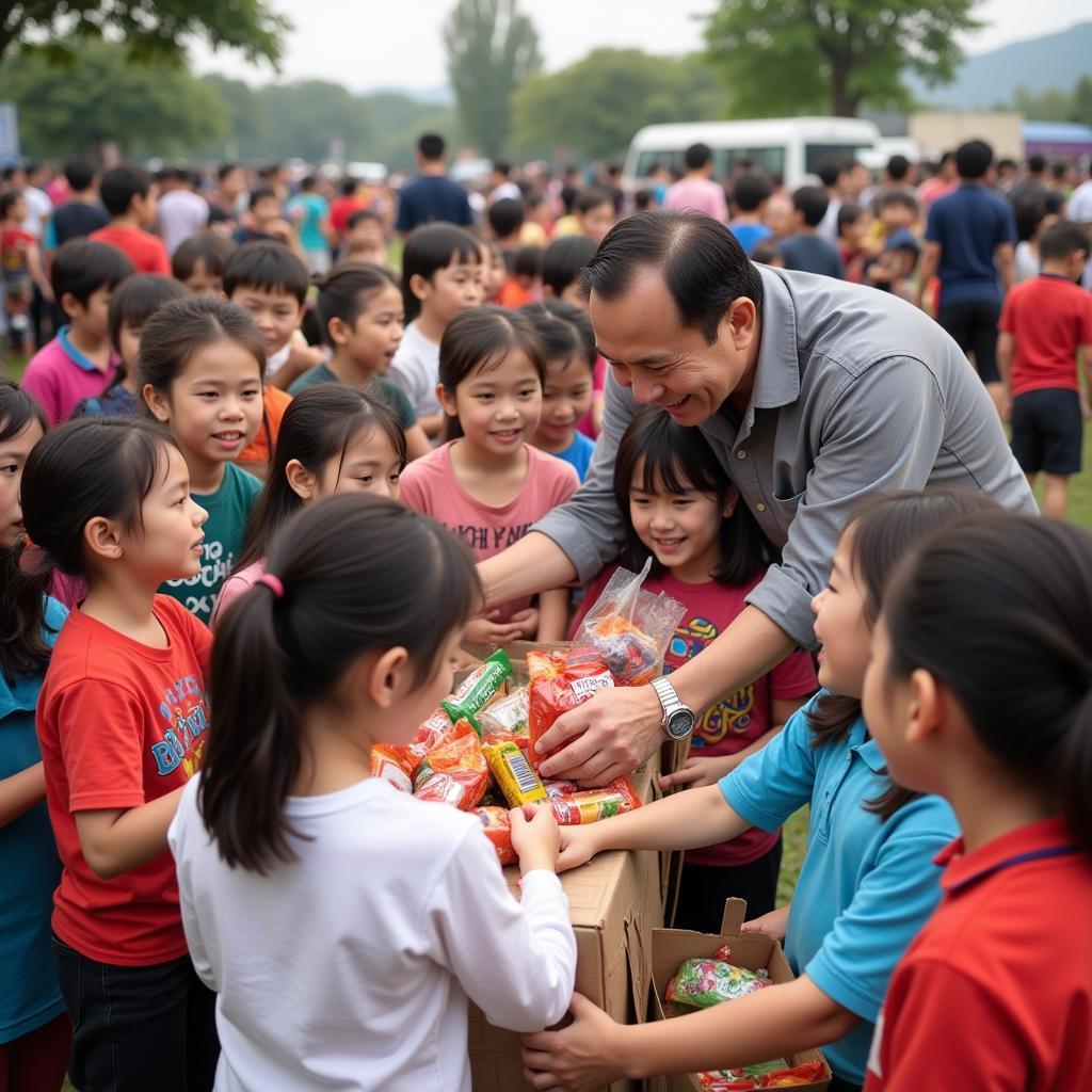 Kha Bảnh participating in a charity event