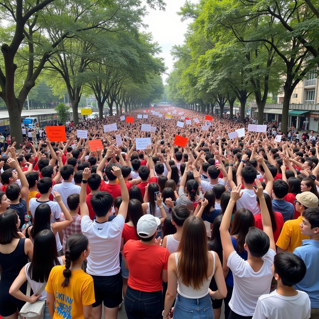 A gathering of Kha Bảnh's fans