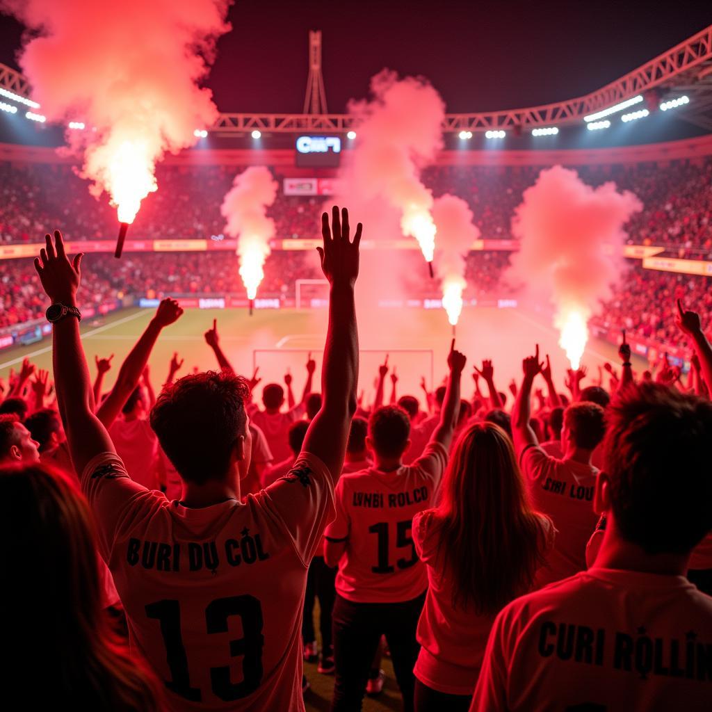 Phu Long FC Fans Celebrating a Goal