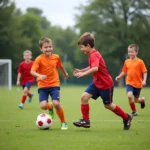 Kids enjoying a fun soccer game