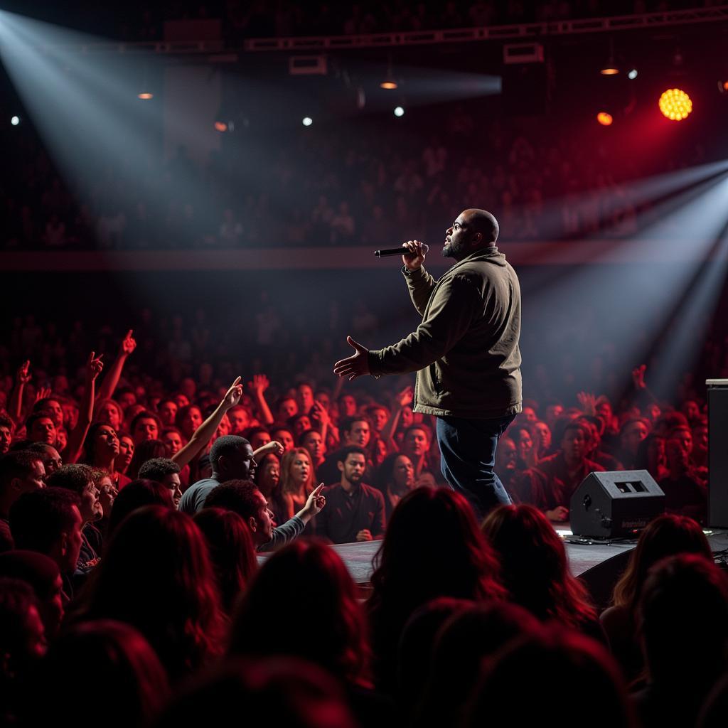 Killer Mike captivating a crowd during a concert