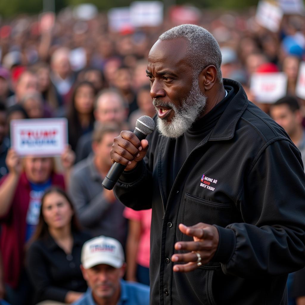 Killer Mike passionately addressing a crowd at a social justice rally