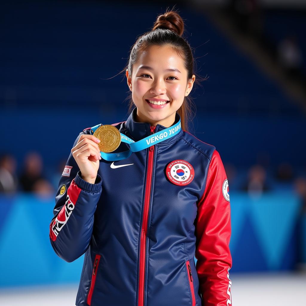 Kim Yuna on the Olympic podium