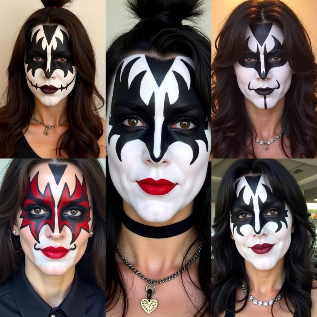 Different variations of Kiss fan makeup