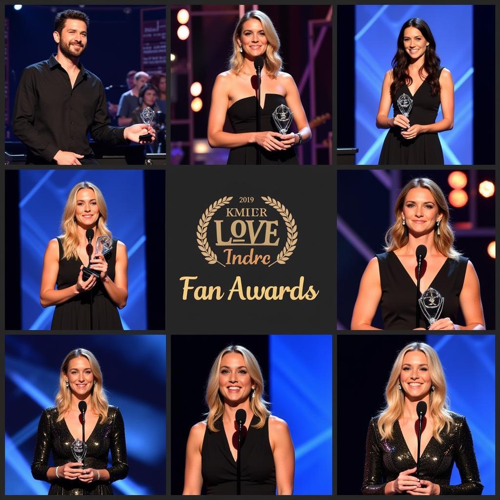 Award winners posing with their awards at the 2019 KLOVE Fan Awards 