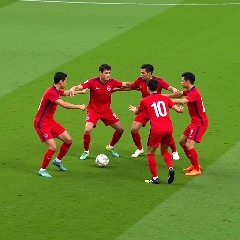 Korean Players Executing Passing Sequence