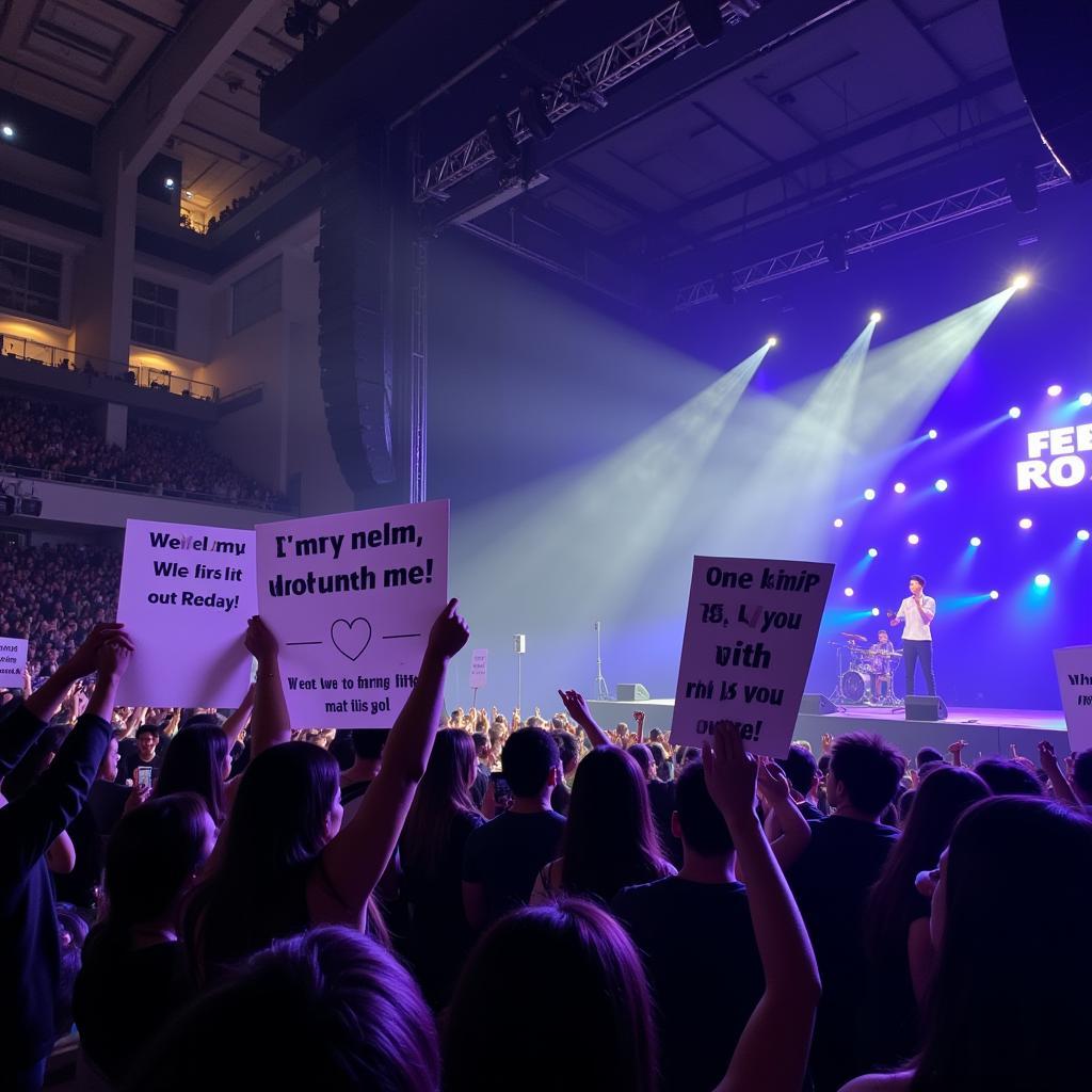 Korean Fans Holding Banners at a Concert