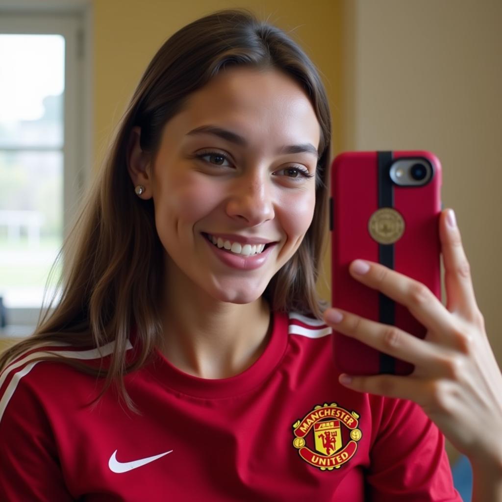 A Korean girl excitedly shares her Manchester United fandom on social media