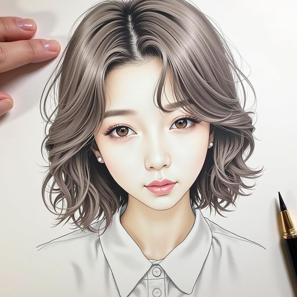 An artist sketching a portrait of their favorite Kpop idol.