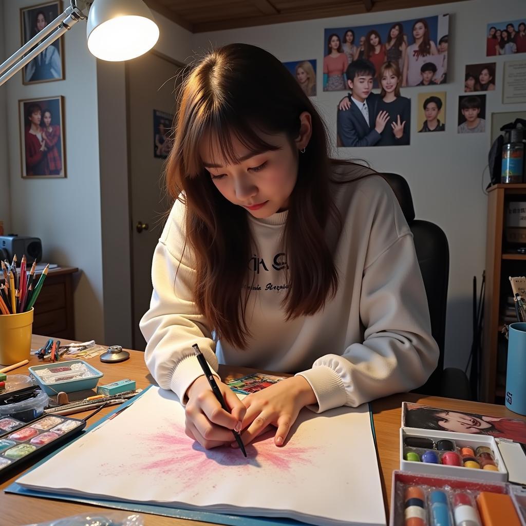 Kpop Fan Creating Fan Art