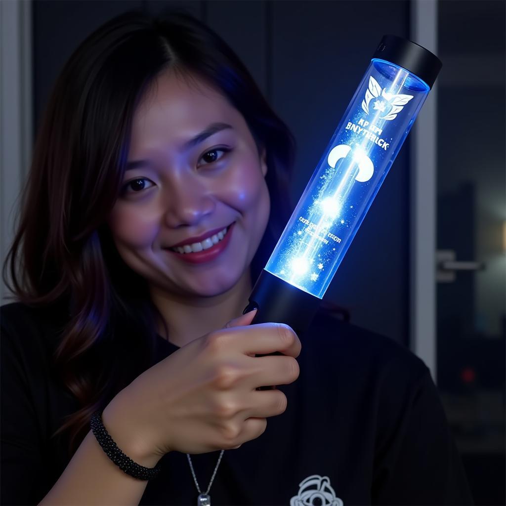 Kpop fan with custom lightstick