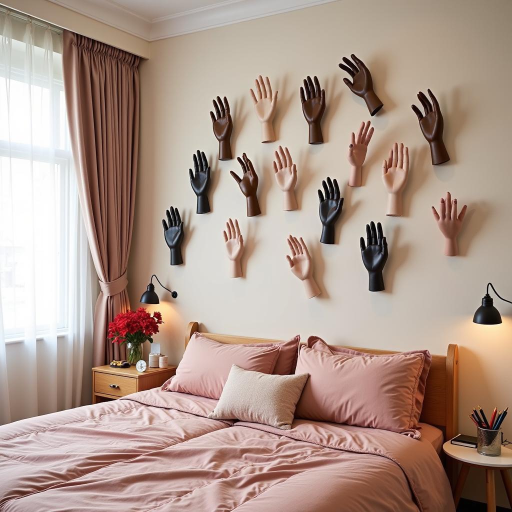 K-Pop fan room decorated with idol hand fans.