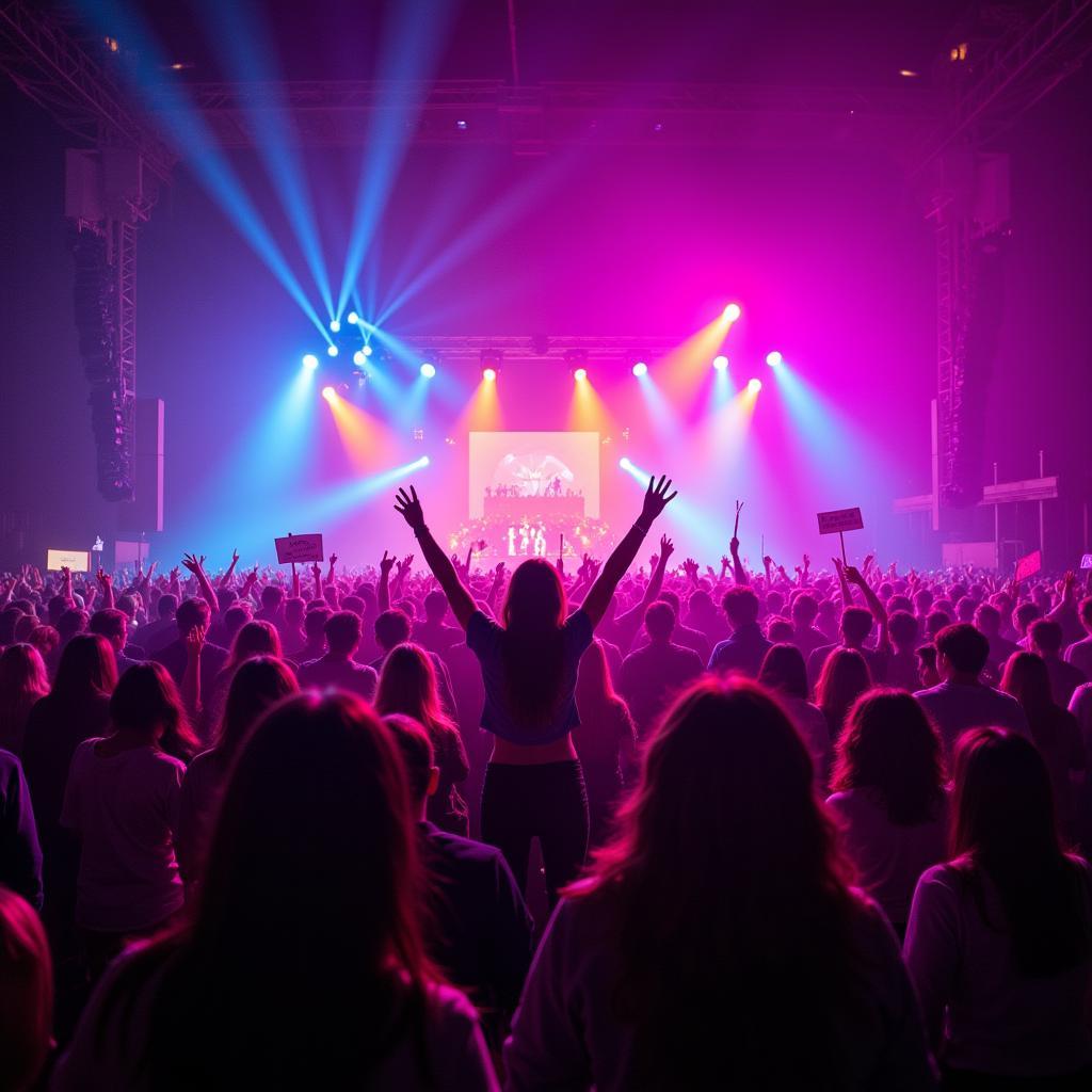 K-Pop fans cheering at a concert