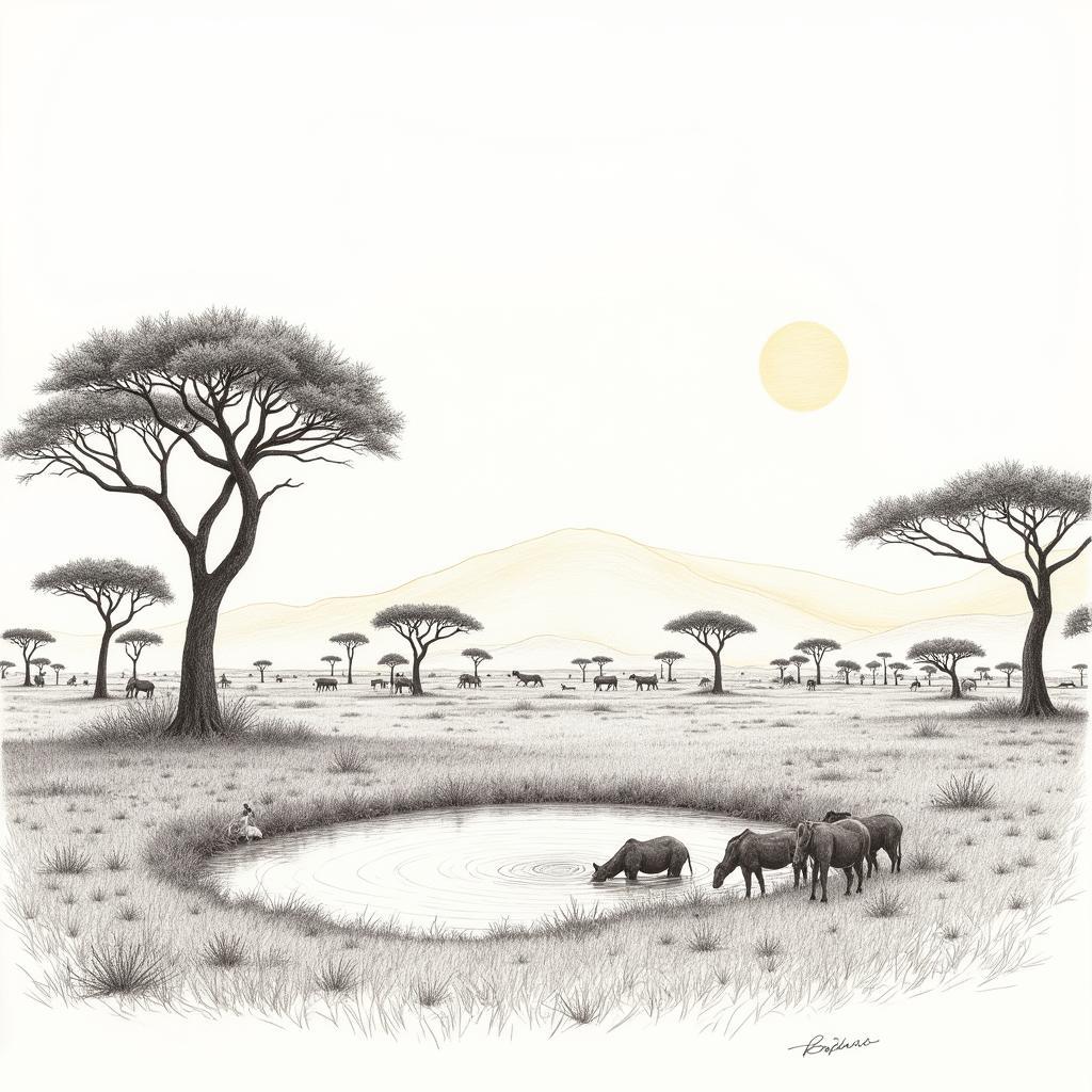 Kruger landscape pencil sketch