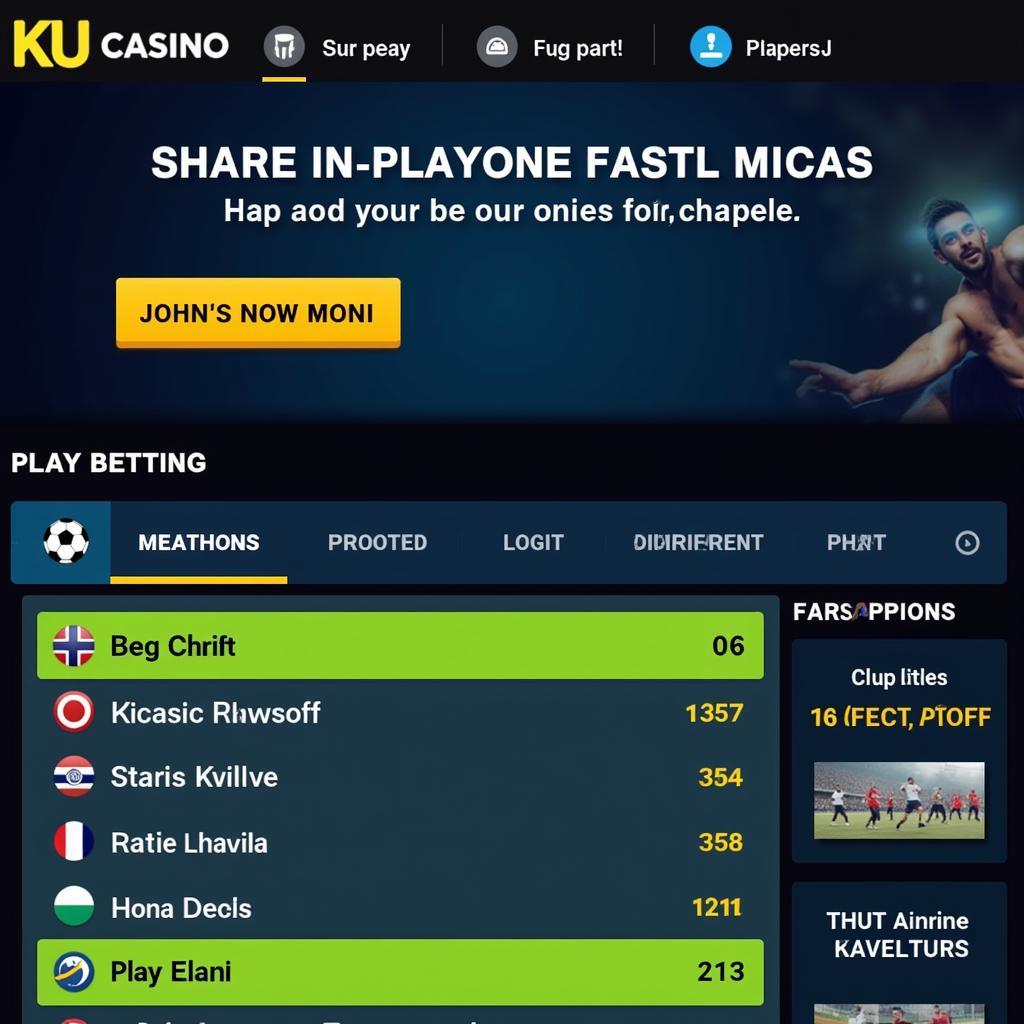 KU Casino Live Sports Betting Interface