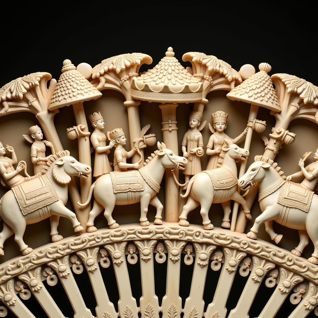 Kushan Ivory Fan Carving