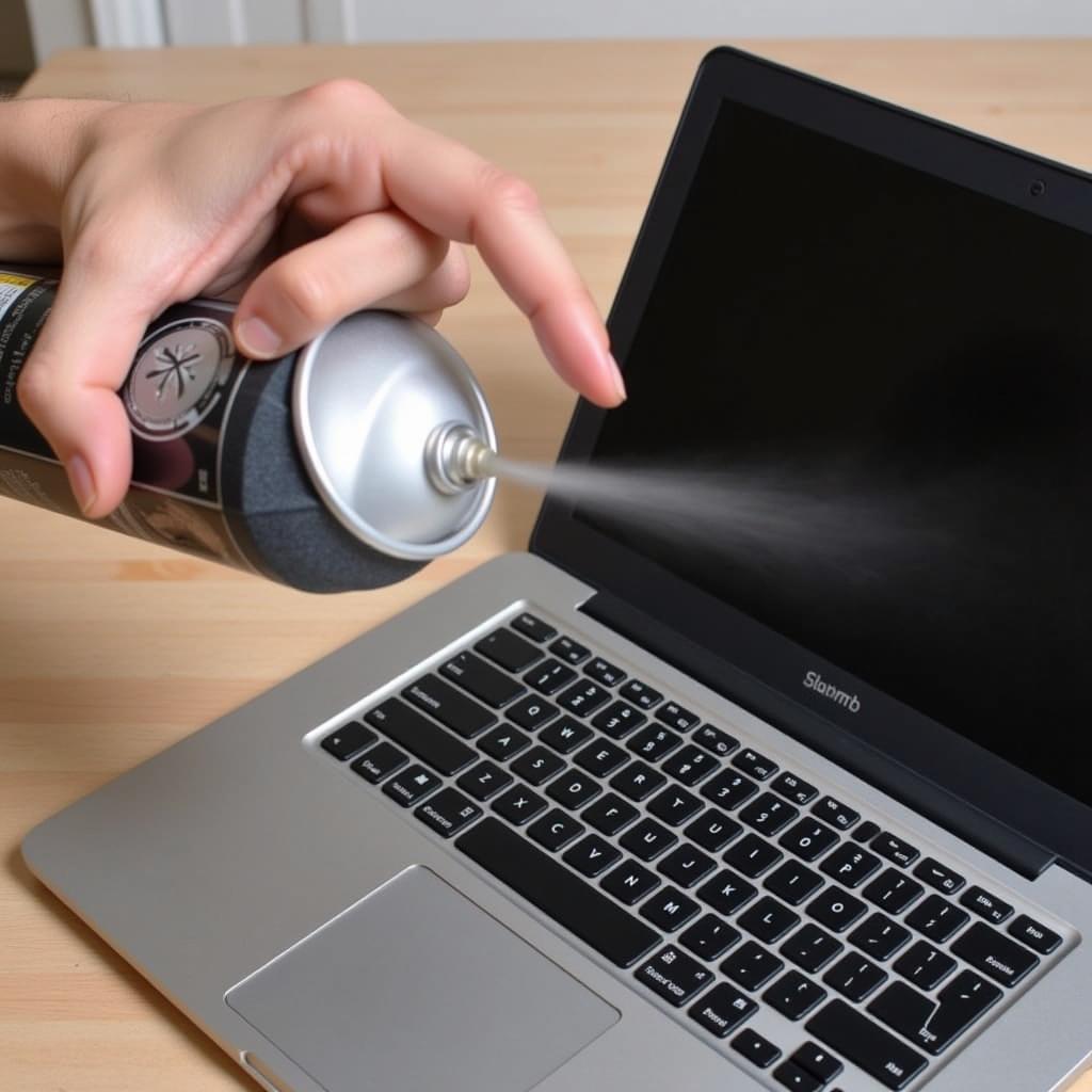 Cleaning laptop fan with compressed air