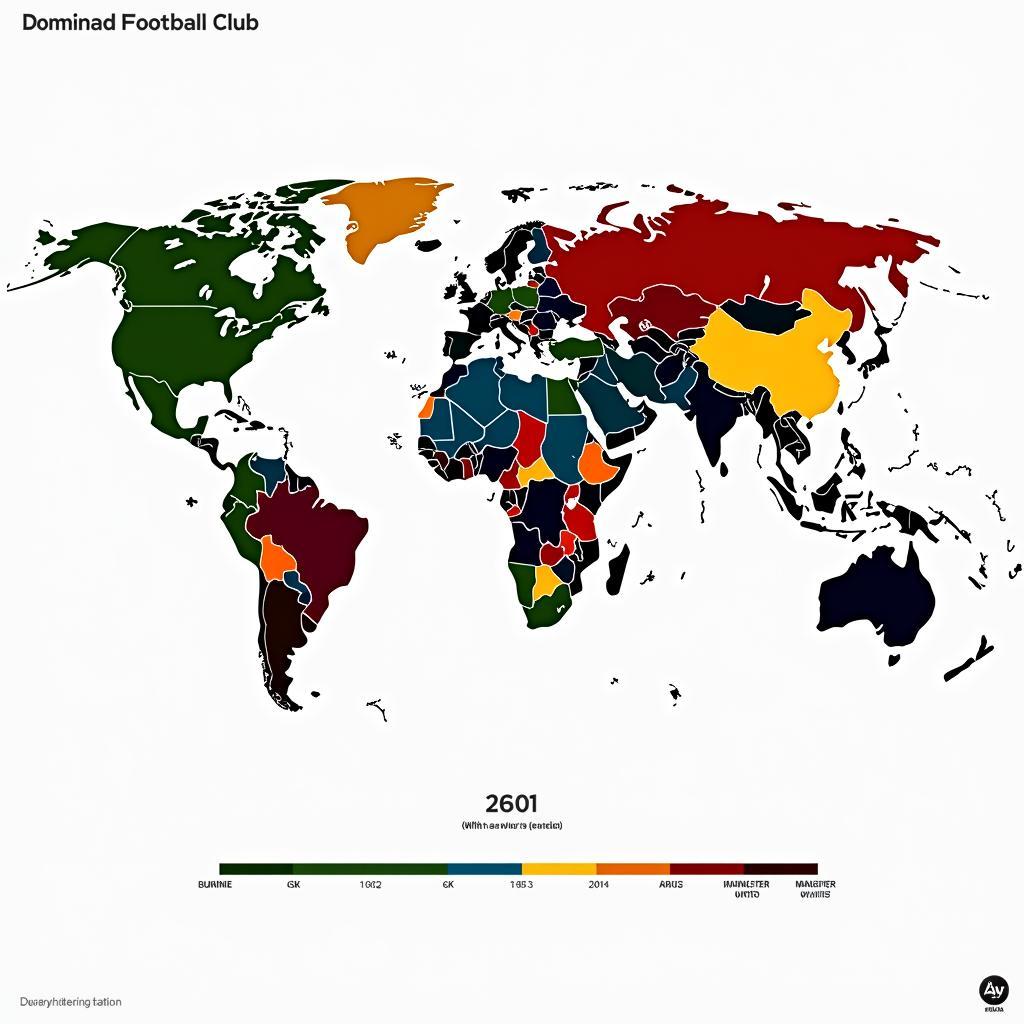 Global map highlighting countries with the largest football club fanbases