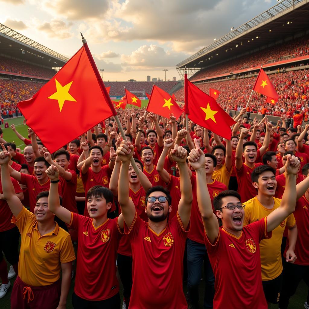 Vietnamese fans celebrating a victory