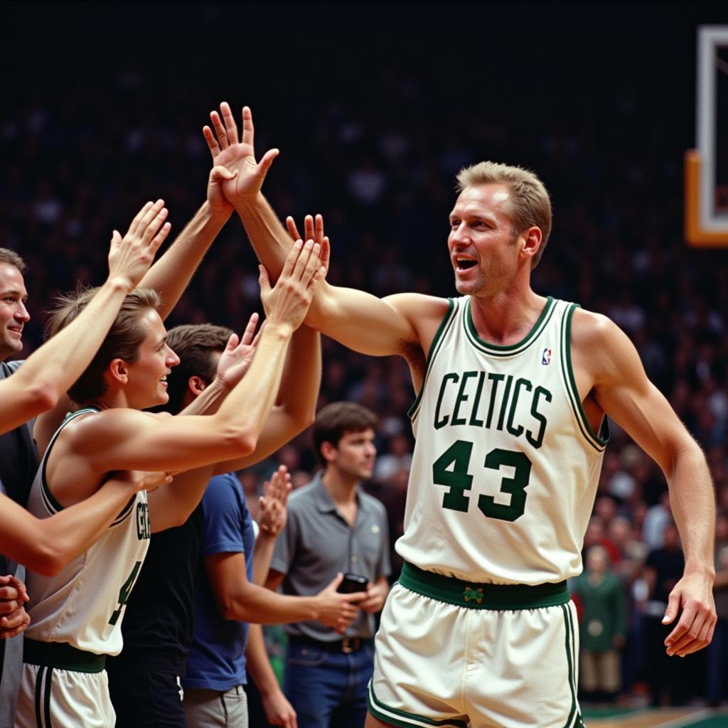 Larry Bird High-Fiving Fans