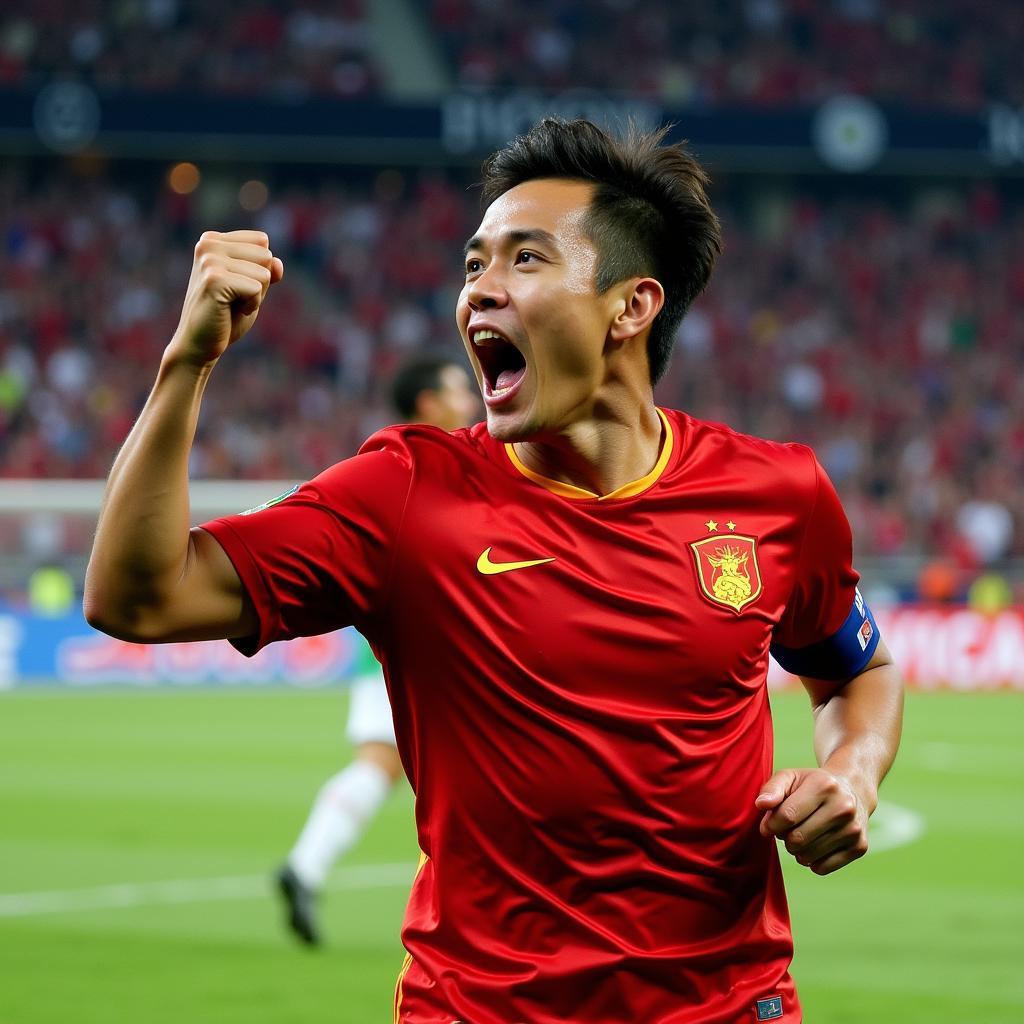 Le Cong Vinh celebrating a goal for Vietnam