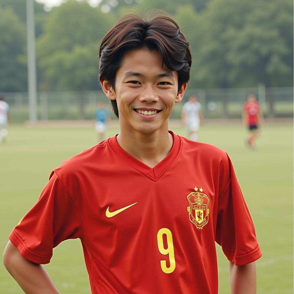 Le Van Luyen in his youth team uniform