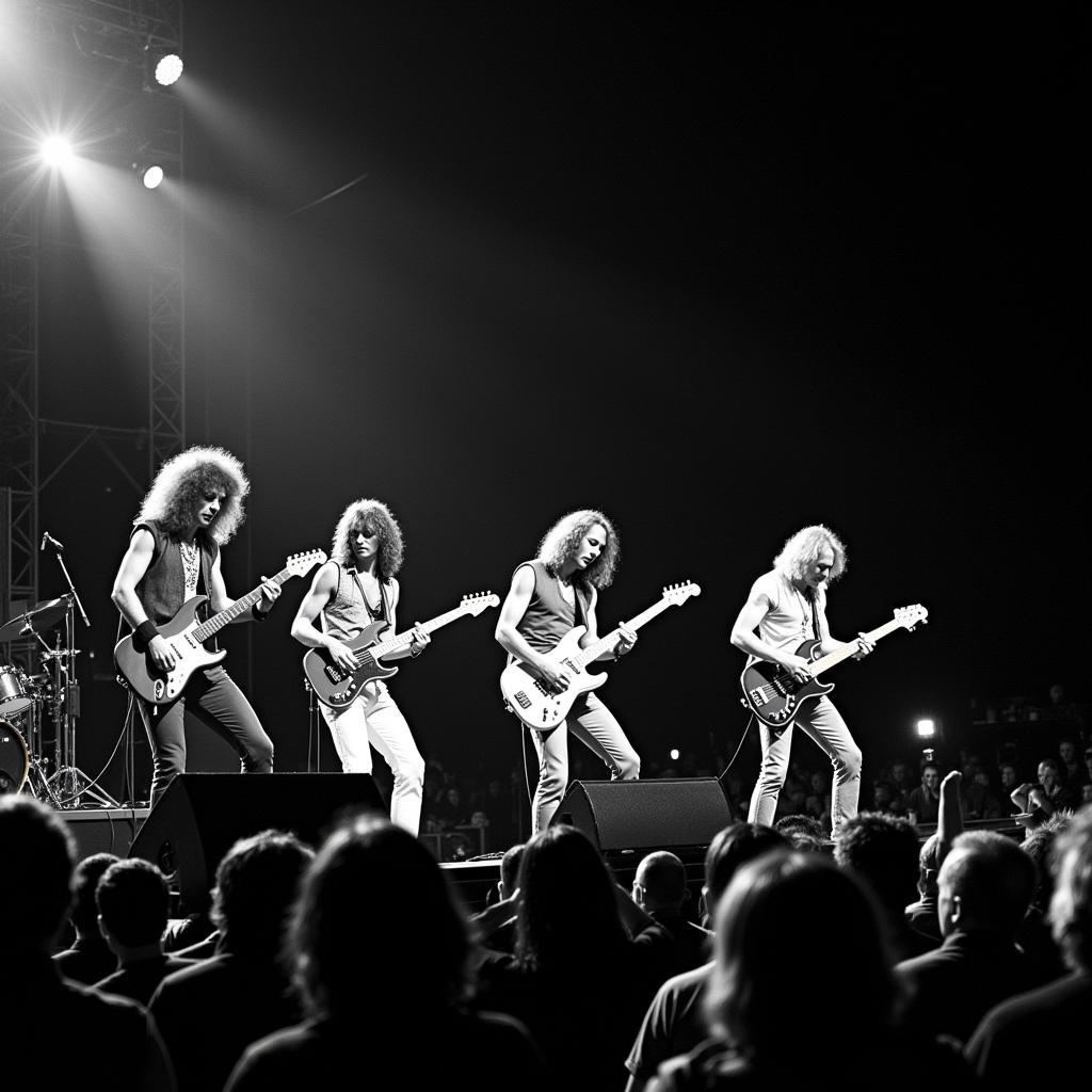 Led Zeppelin performing live in concert