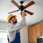 Licensed Electrician Installing a Ceiling Fan