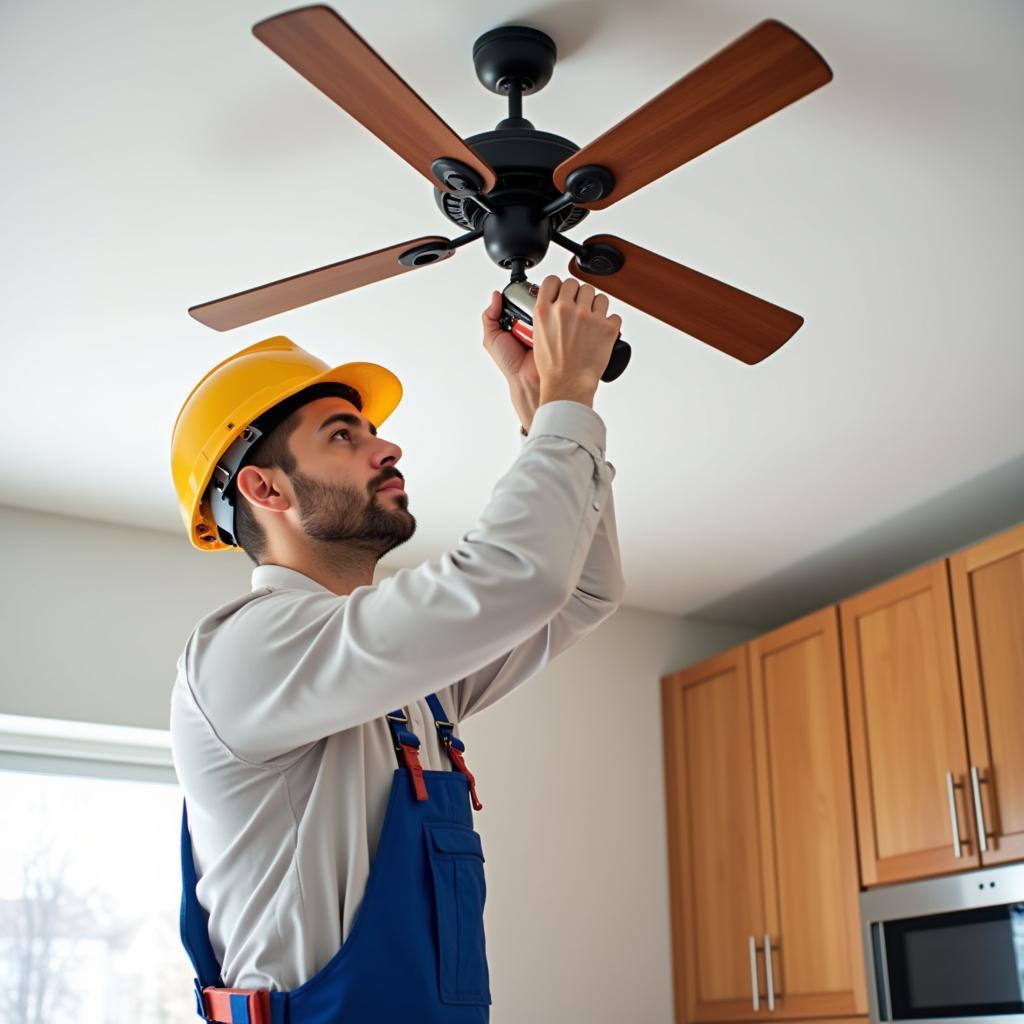 Licensed Electrician Installing a Ceiling Fan