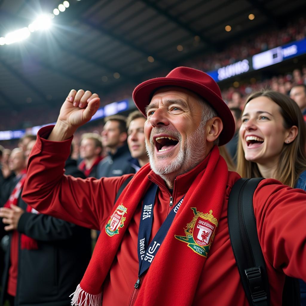 A lifelong football fan cheering