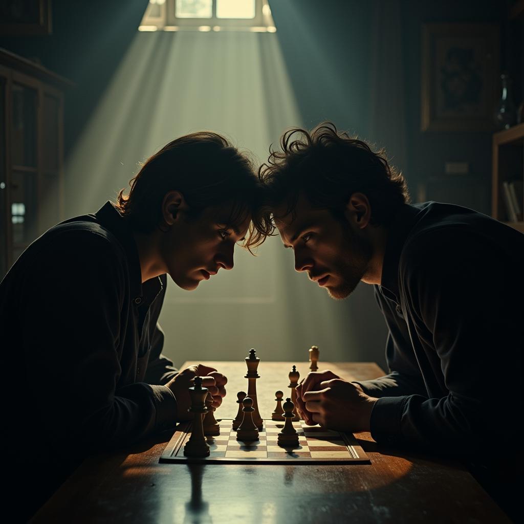 Light Yagami and L playing chess