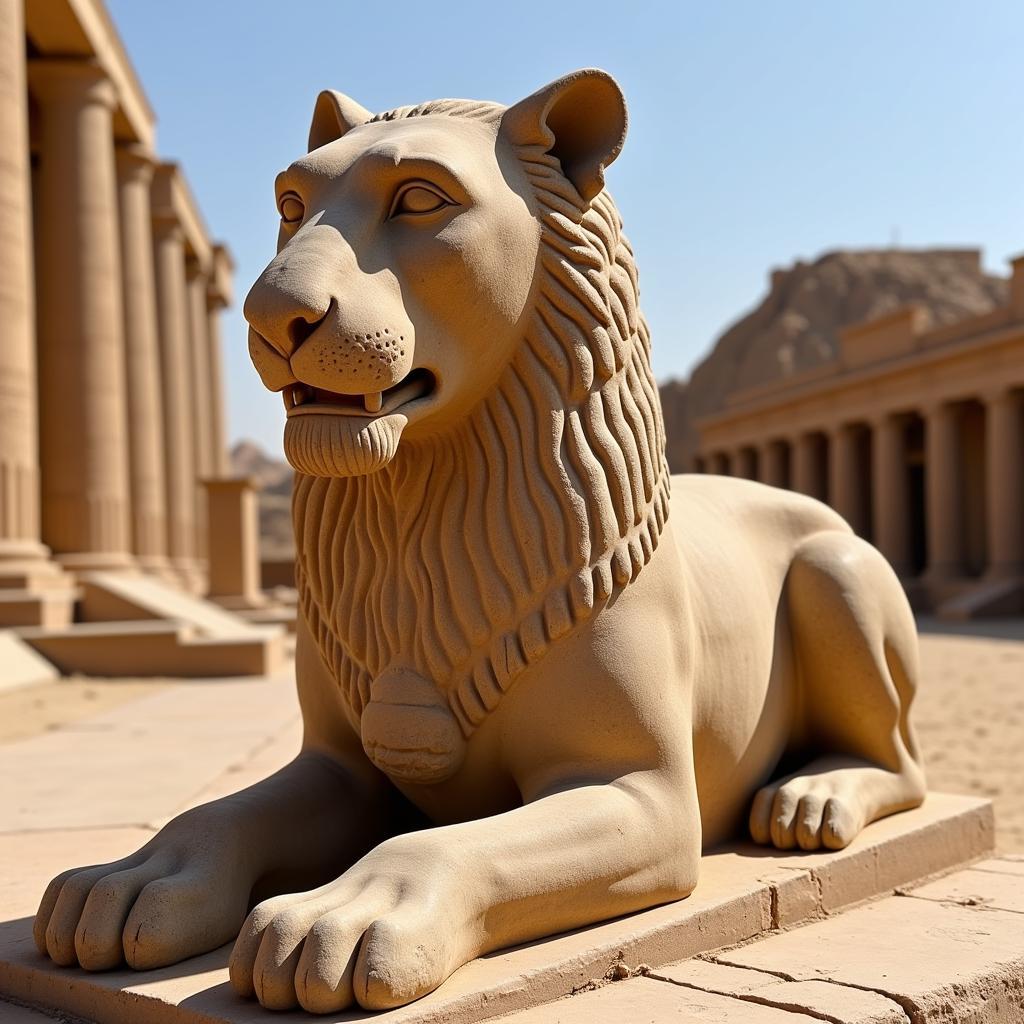 Ancient Egyptian Lion Sculpture