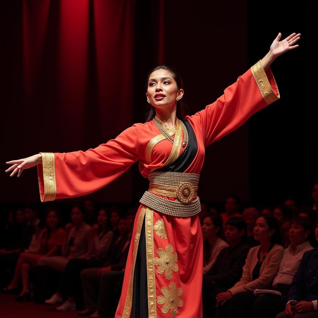 Lisa captivating the audience while adorned in a stunning traditional Thai dress