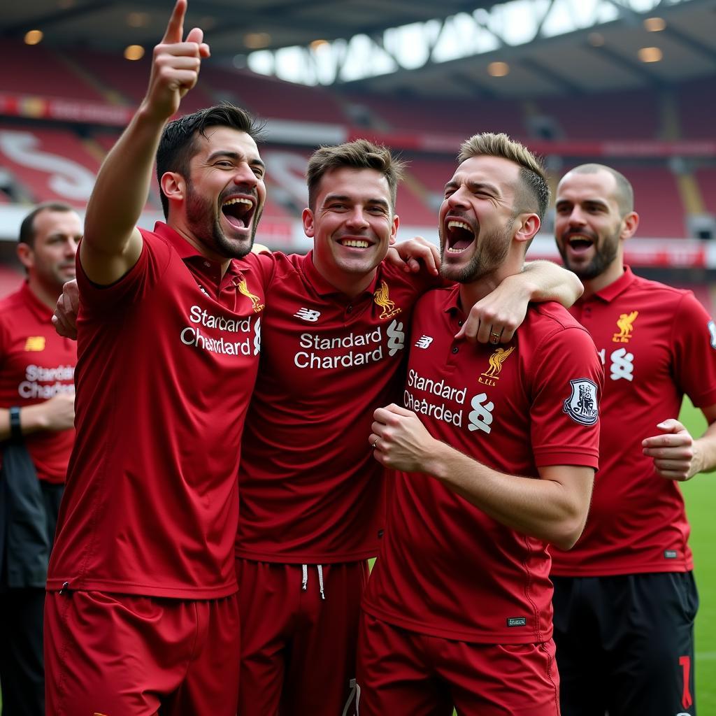 Liverpool fans celebrating a goal