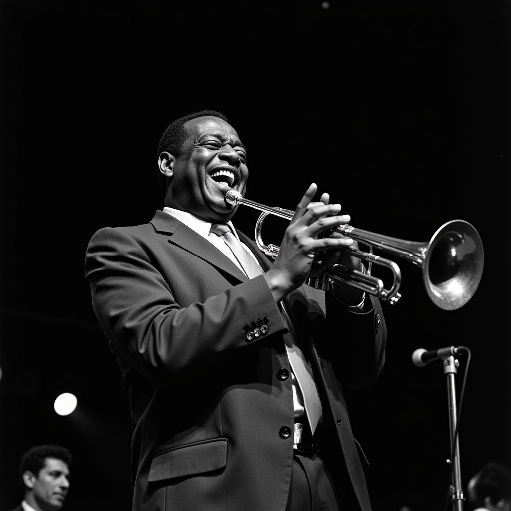 Louis Armstrong performing jazz