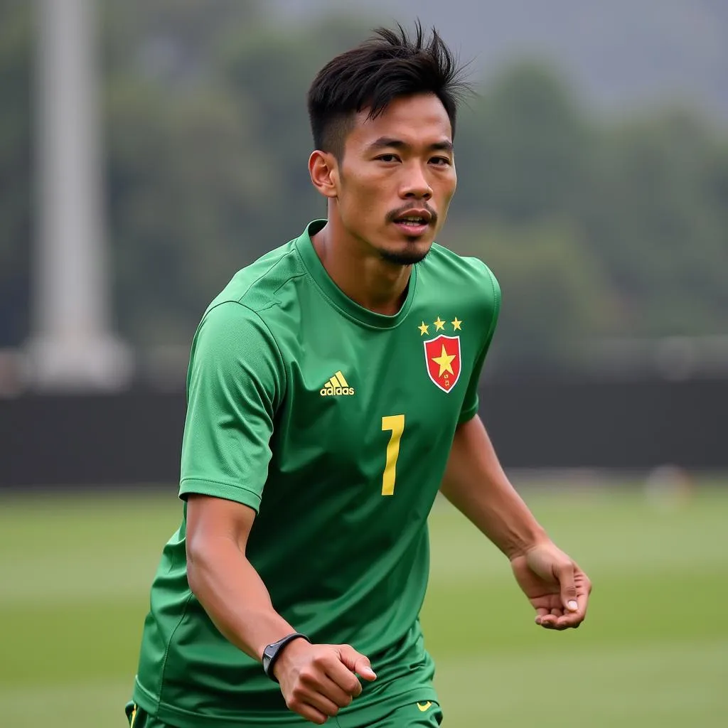 Luong Xuan Truong training with Vietnam national team