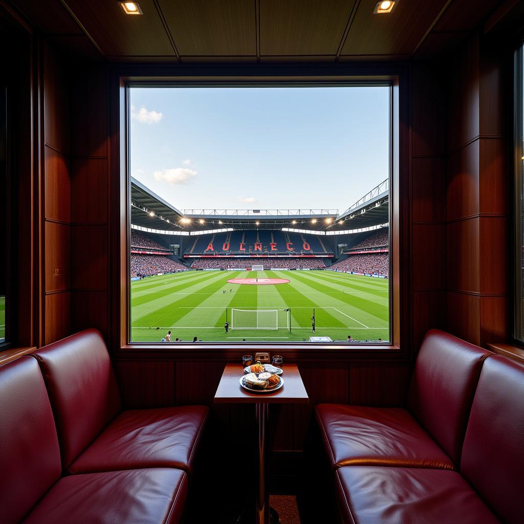 Luxury box view of a football stadium