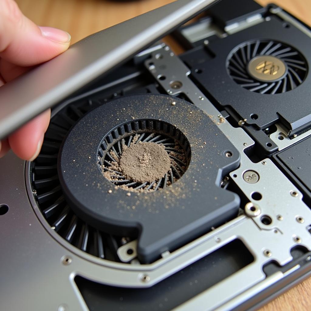 Dust accumulation inside a Mac affecting fan performance