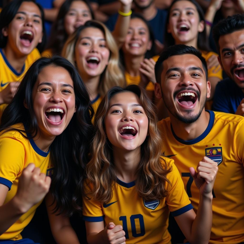 Malaysian fans celebrating a goal