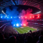 Manchester and Paris fans clash in the stands