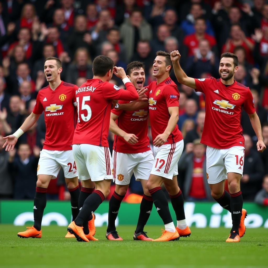 Manchester United Players Celebrating a Goal