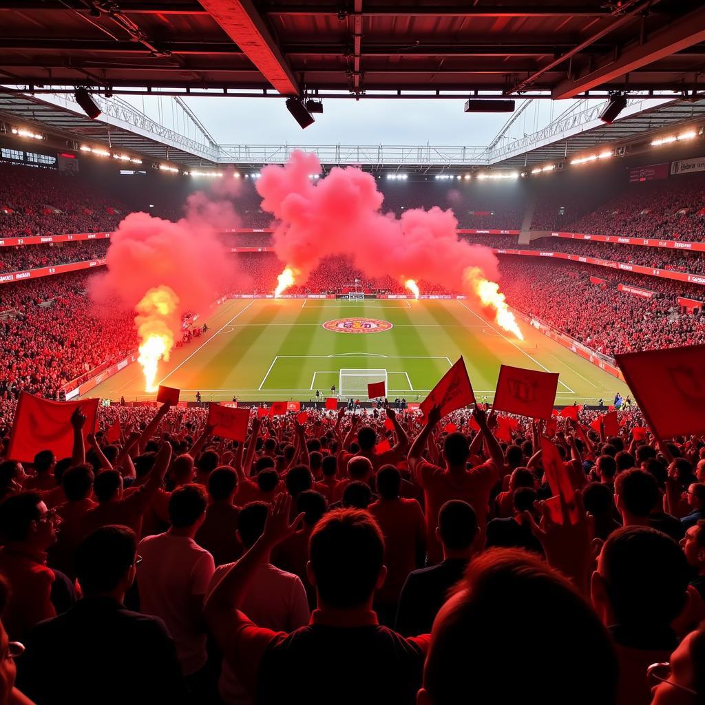 Manchester United Fans Celebrating at Old Trafford