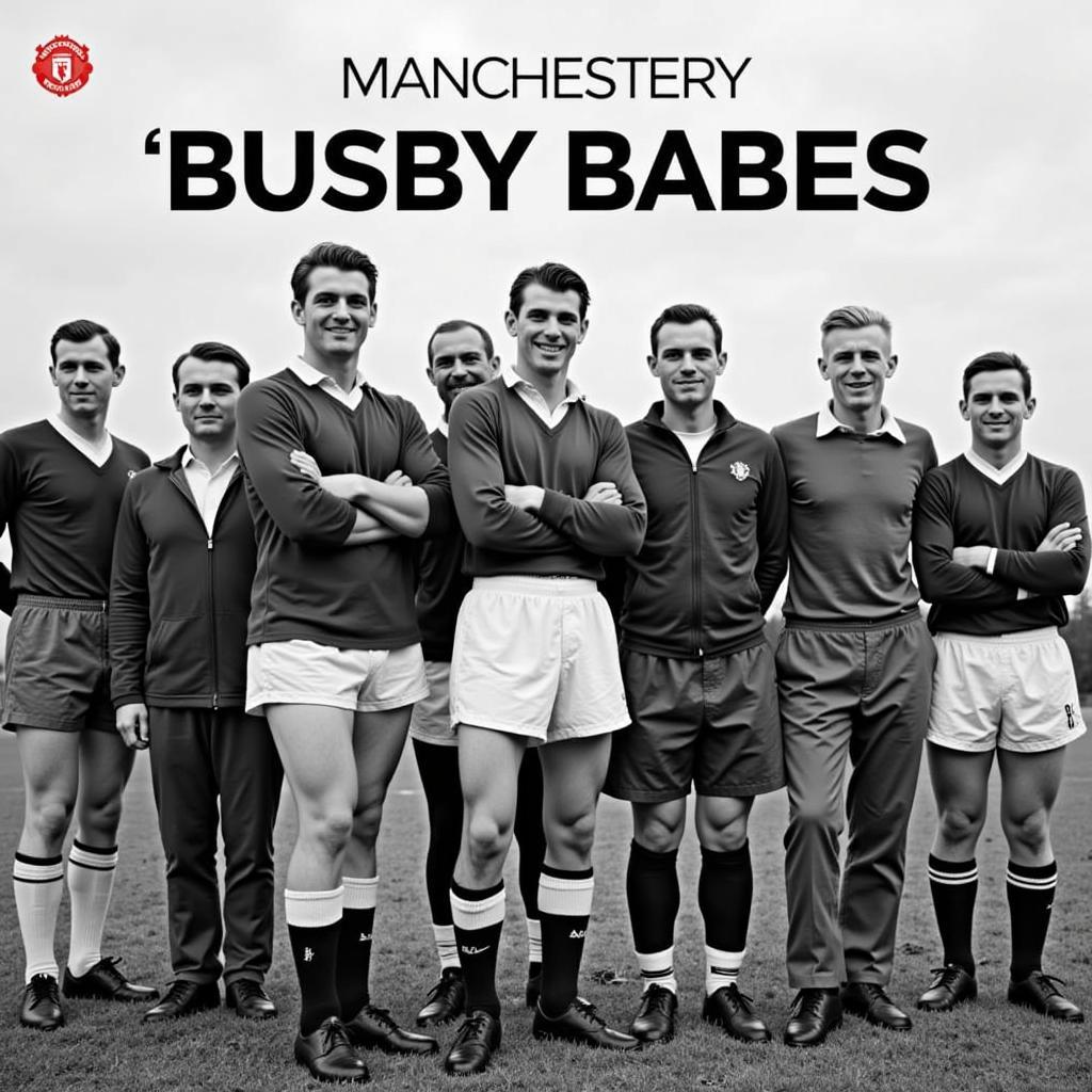 A black and white photograph of the Busby Babes