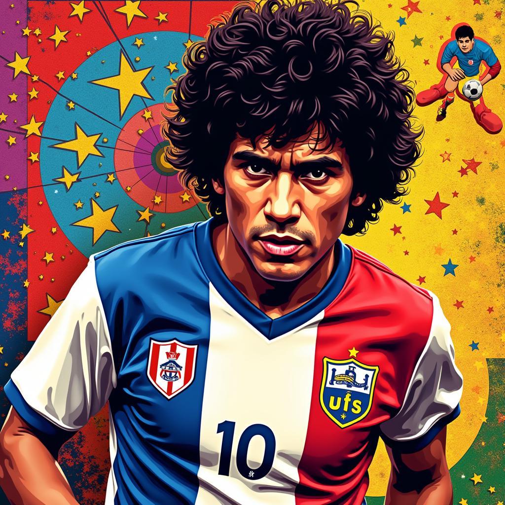 Vibrant Maradona Pop Art Portrait