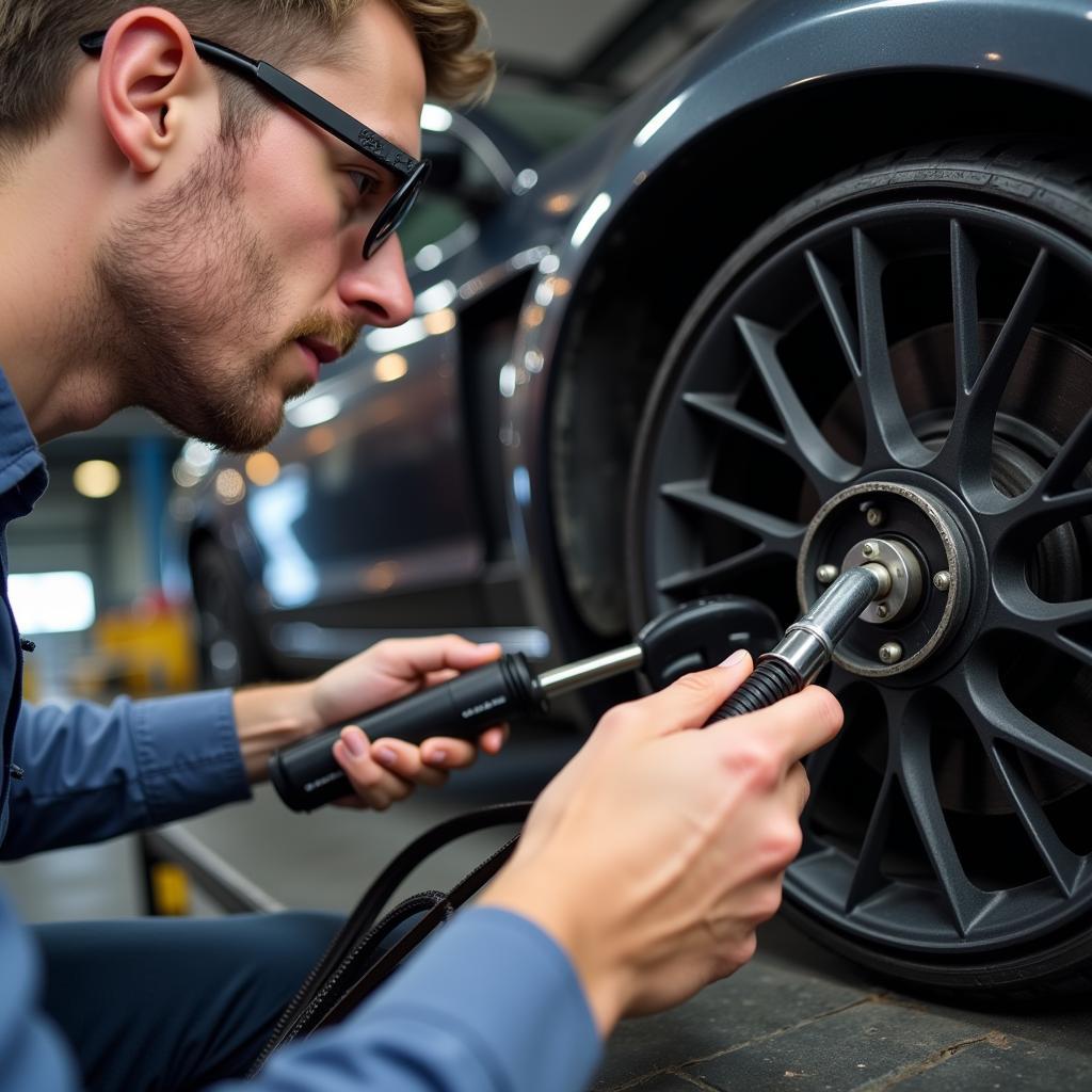 Mechanic Inspecting Fan Belt