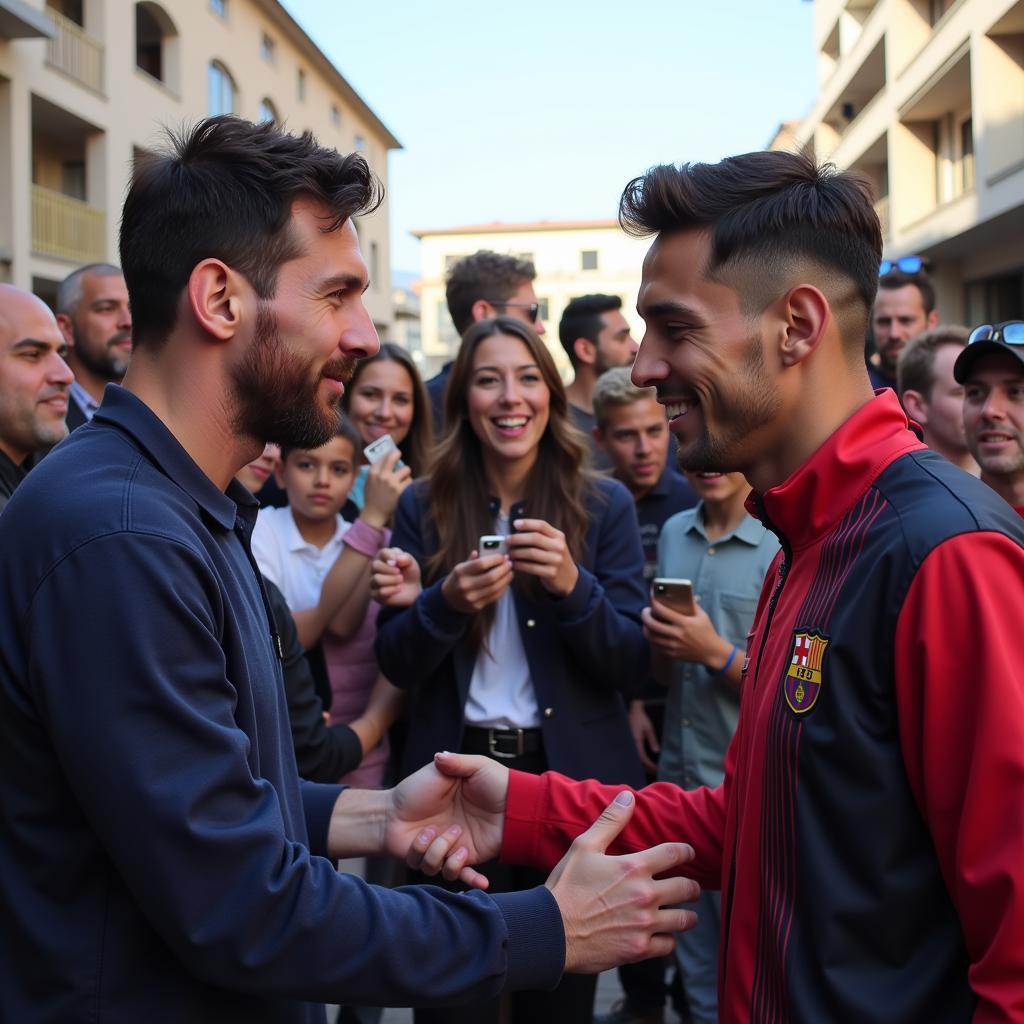 Messi and Neymar with Fans